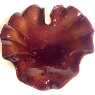 Red Murano Bowl With Gold Inclusions For Sale