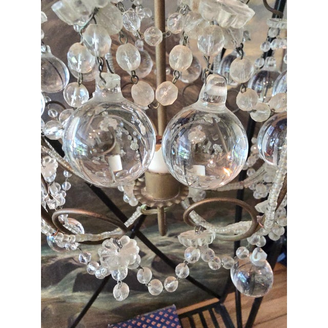 French Vintage Bagues Maison Style Beaded Crystal Chandelier For Sale - Image 3 of 11