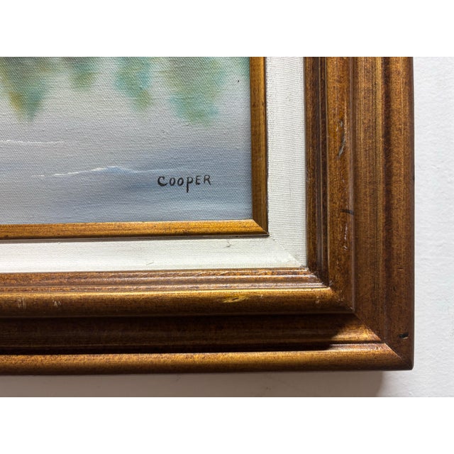 Signed Cooper Rustic Barn Landscape Oil Painting in Wood Frame For Sale - Image 9 of 12