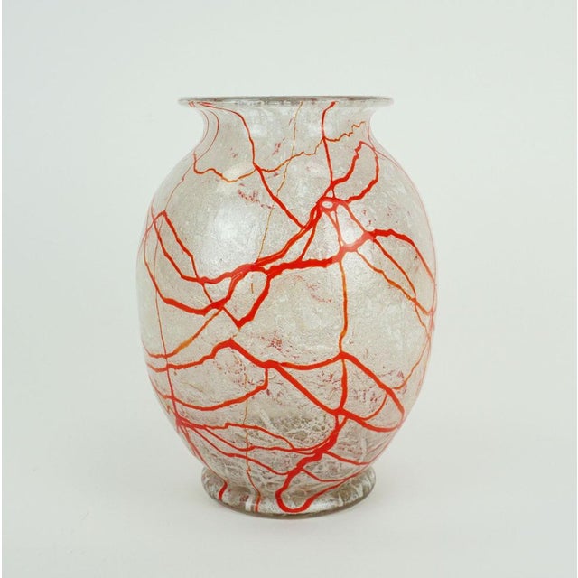 Art Deco Glass Vase in Orange White and Clear Glass, 1930s For Sale - Image 10 of 10