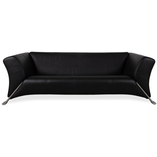 322 3-Seater Sofa in Black Leather from Rolf Benz For Sale - Image 14 of 14
