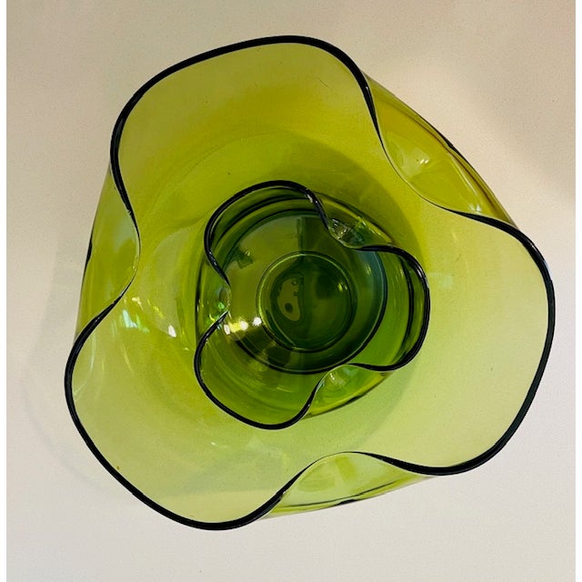 Green Glass Chip & Dip Set, Vintage For Sale In Miami - Image 6 of 8