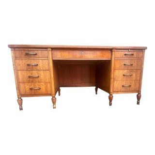 Flame Mahogany Executive Desk - Vintage Circa 1940s For Sale