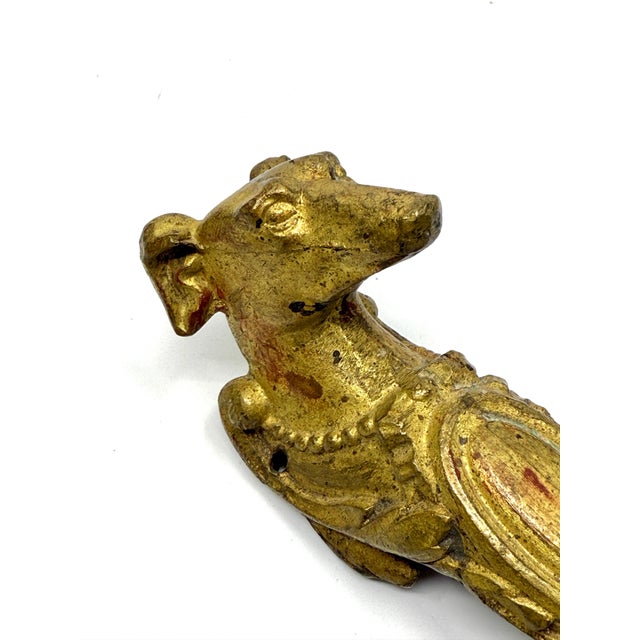 19th Century set of 3 Gilt Bronze Dog Head Door Handles or Drawer Pulls For Sale - Image 10 of 12