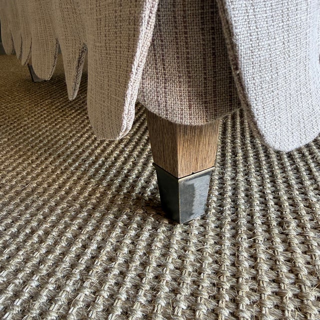 Beige Linen Slip Covered Madison Chair With Scallop Skirt Detail and Down Cushion For Sale - Image 8 of 11