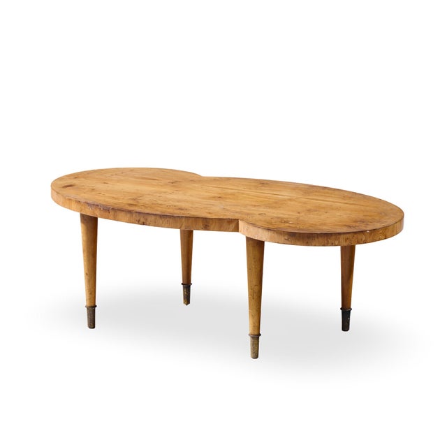 Mid-Century Modern Tommi Parzinger Mid Century Free Form Mahogany and Brass Curved Coffee Table For Sale - Image 3 of 9