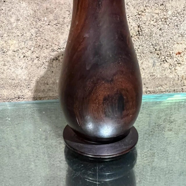 1970s 1970s Modernist Turned Wood Vase Palisander Rosewood For Sale - Image 5 of 8