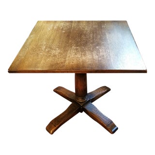 1970s Vintage Solid Oak Square Dining Table For Sale