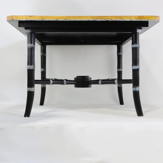 Pair of Vintage Black Lacquer Chinoiserie Side Tables With Gilt Peacock and Floral Motif For Sale - Image 11 of 17