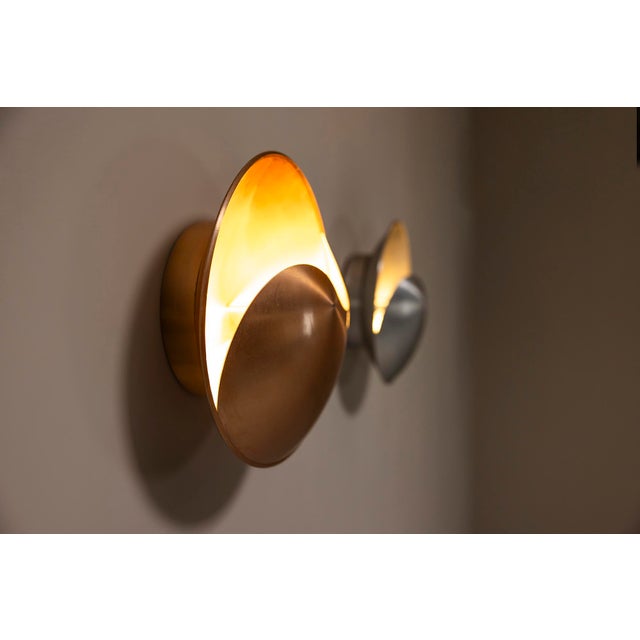 Copper Yin-Yang Wall Lamps by H. Sneyders De Vogel for Raak, the Netherlands, 1971, Set of 5 For Sale - Image 8 of 18