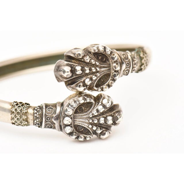 Vintage Part Sterling Silver Wrap Beaded Bracelets Pair Of For Sale - Image 4 of 10