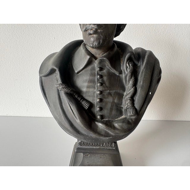 Vintage Cast Metal Bust of William Shakespeare on Pedestal Base For Sale - Image 4 of 12