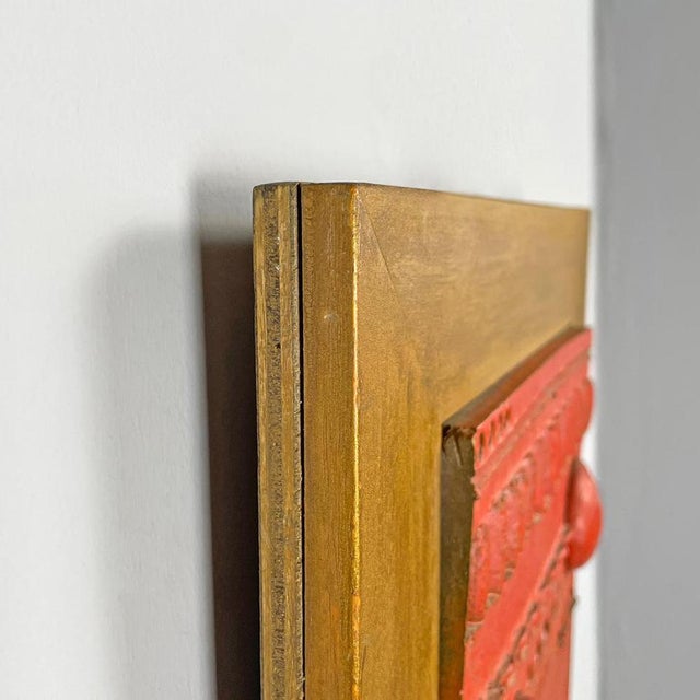 Gold After Carlos Carlè, Argentine Modern Sculpture Painting, 1974, Red Ceramic & Gilt Wood For Sale - Image 8 of 18