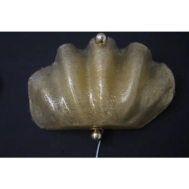 Shell Shaped Sconces in Gold Murano Glass by Murano for Murano, 2000, Set of 2 For Sale - Image 9 of 14