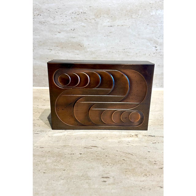 Brown Sculptural Brutalist Box in Metal For Sale - Image 8 of 8