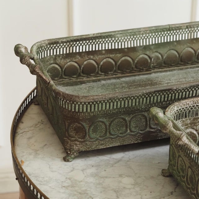 Silver Plant Pot Set with Patina, Set of 2 For Sale - Image 8 of 11