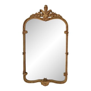 C. 1960's Hollywood Regency Era, French Rococo-Style Gold Gilded Fleur De Lis Wall Mirror For Sale