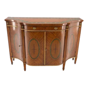 Adams Style Paint Decorated Sideboard Credenza Two Door Cabinet Satin Wood