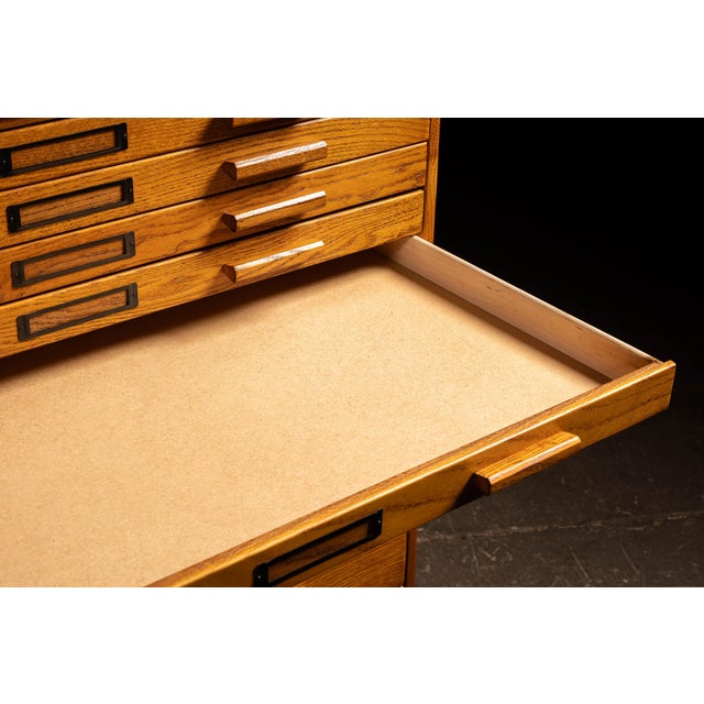 Pair of Mid-Century Mayline Oak Architectural Flat File Cabinets For Sale - Image 10 of 11