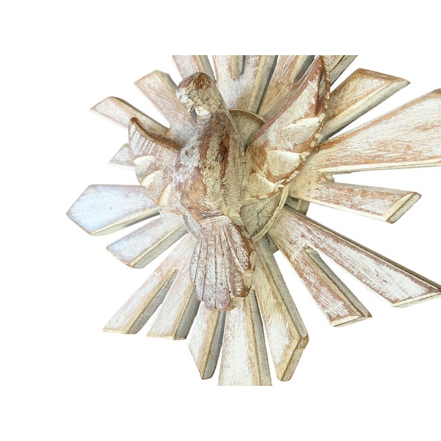 Religious Vintage Wooden Dove Sunburst Sculpture 10.5" Diameter For Sale - Image 3 of 5