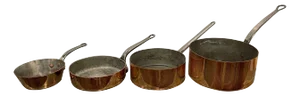 Set of French Four Copper Pots in Different Sizes, 19th Century