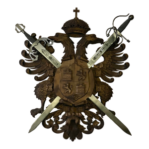 Vintage Carved Wood Coat of Arms of the Holy Roman Empire With Swords