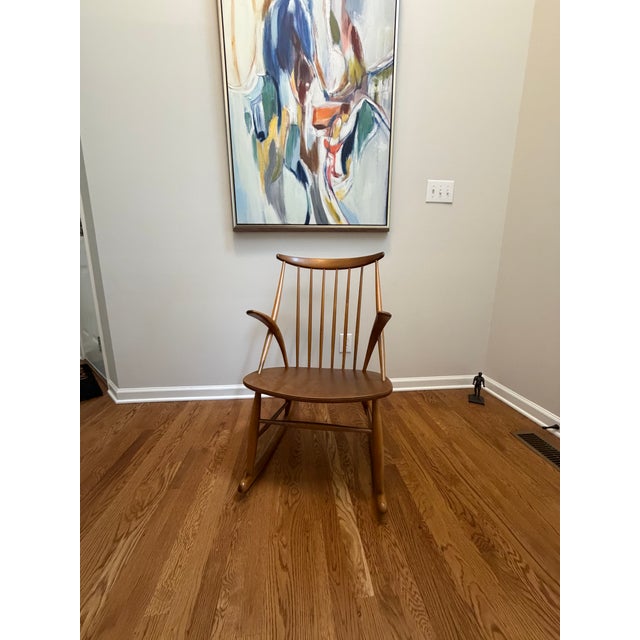 MCM Danish Rocker by Illum Wikkelsø for Niels Eilersen, 1960s Iw3 Swing Chair For Sale - Image 4 of 8