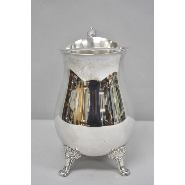 Vintage Kent Silversmiths Silver Plated Bulbous Victorian Footed Water Pitcher For Sale In Philadelphia - Image 6 of 12