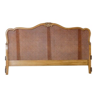 1950s Vintage French Provincial Cane King Headboard For Sale