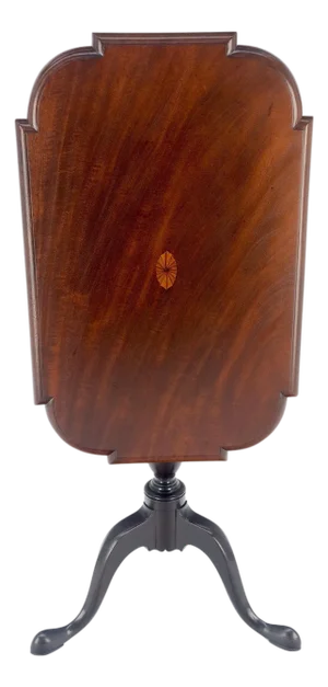 19th Century Tilt Top Inlayed Mahogany Center Breakfast Tripod Table MITN
