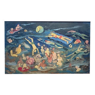 Nikolaj Ivanovic Teresenko, Water Games, Oil on Cardboard, 1970s For Sale