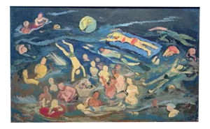 Nikolaj Ivanovic Teresenko, Water Games, Oil on Cardboard, 1970s