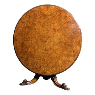 Victorian Round Table in Burr Walnut, 1860 For Sale