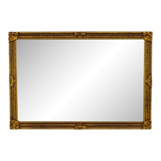 Late 20th Century Neoclassical Rococo Wall Mirror Rectangular Ornate Gilded Wood and Gesso Frame For Sale