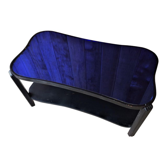 Art Deco Blue Glass Coffee Table Chairish