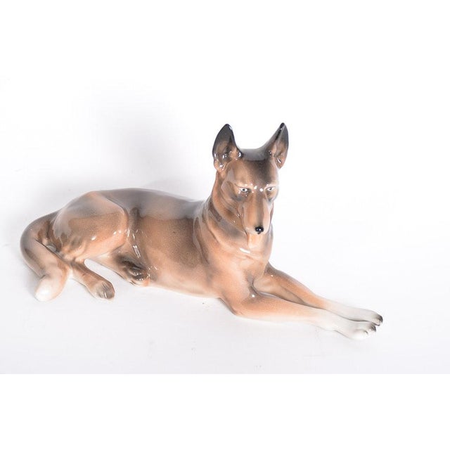Vintage Unterweissbach Steiner Dresden Porcelain German Shepherd Dog