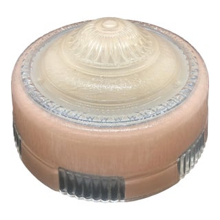 Vintage 1950’s Pink and White Glass Art Deco Light Fixture Shade For Sale