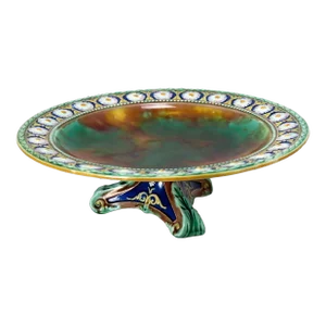 Antique Victorian English Majolica Comport - Tazza by Wedgwood Circa 1870s - 1880s