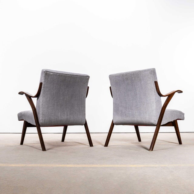 Grey Slubbed Cotton Armchairs by Frantisek Jirak for Tatra, 1950s For Sale - Image 6 of 9