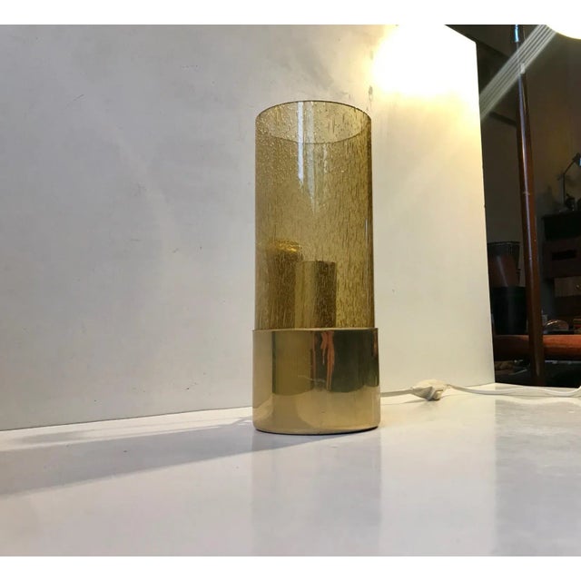 1970s Swedish Brass & Smoked Glass Table Lamp by Nya Ôia, 1970s For Sale - Image 5 of 10