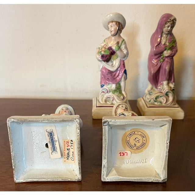 Antique 18th Century James Neale & Co. Staffordshire Pearlware Four Season Figures of Spring, Summer, Autumn & Winter Circa 1780 - a Set of 4 For Sale - Image 11 of 12