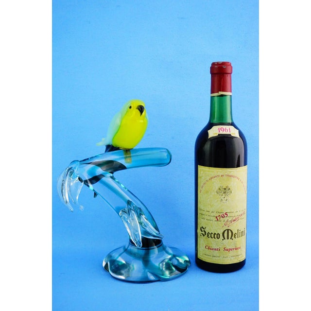 20th Century Sculpture of Parrot on Branch in Opaline Murano Glass attributed to Seguso Glassworks, Set of 2 For Sale - Image 9 of 18