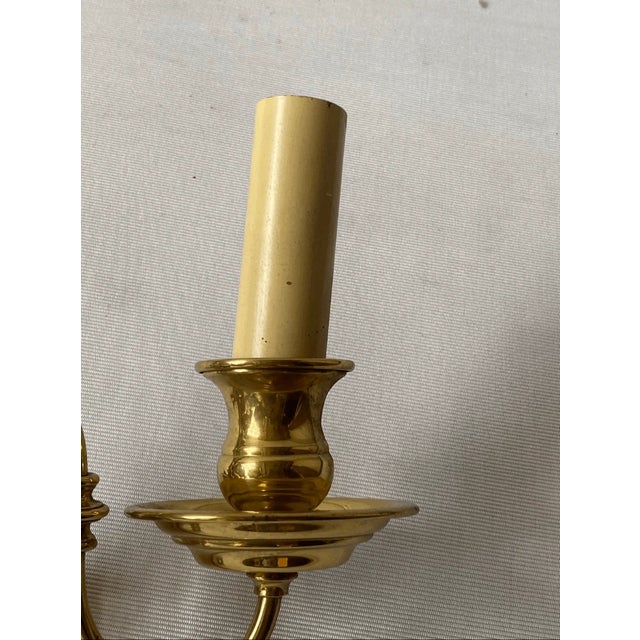 Baroque Vintage Dutch Baroque Style Brass Double Arm Wall Sconce For Sale - Image 3 of 6