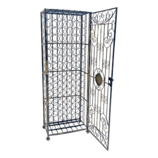 Very Large 96 Bottles Cage Shape Wine Rack Locker Wrought Iron For Sale