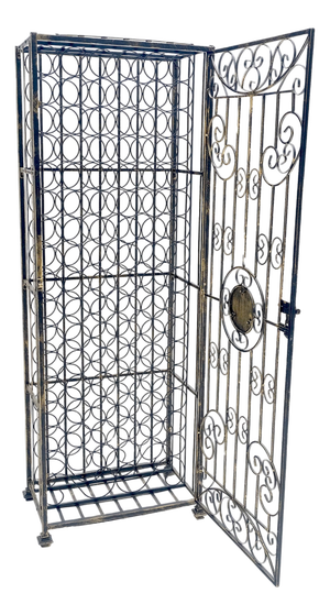 Very Large 96 Bottles Cage Shape Wine Rack Locker Wrought Iron
