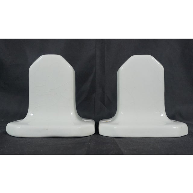Traditional Pair of European White Ceramic Bathroom Towel Bar Brackets For Sale - Image 3 of 7