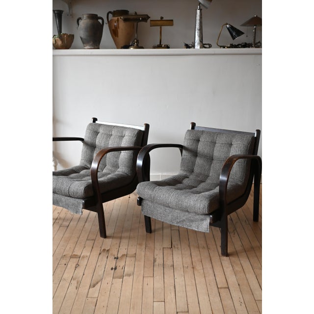 Gray 1940's Karel Koželka & Antonín Kropáček Armchairs, a Pair For Sale - Image 8 of 10