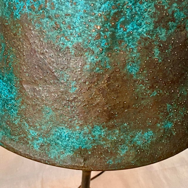 Iron Three Leg Lamp With Copper Shade For Sale - Image 10 of 11