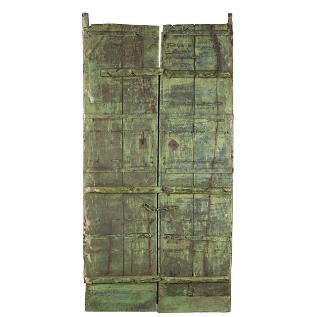 Antique Indian Painted Teakwood Door, C. 1880 For Sale - Image 4 of 4