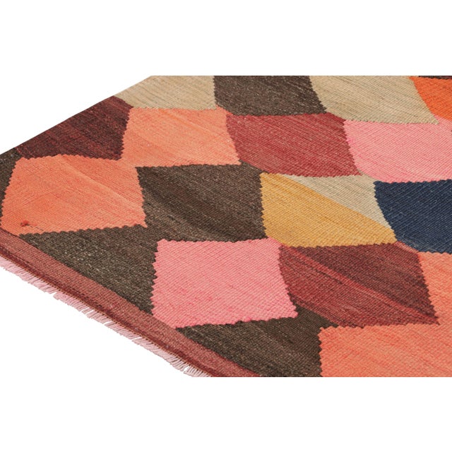 1950s 1950s Vintage Karadagh Persian Kilim in Polychromatic Diamond Patterns by Rug & Kilim For Sale - Image 5 of 8